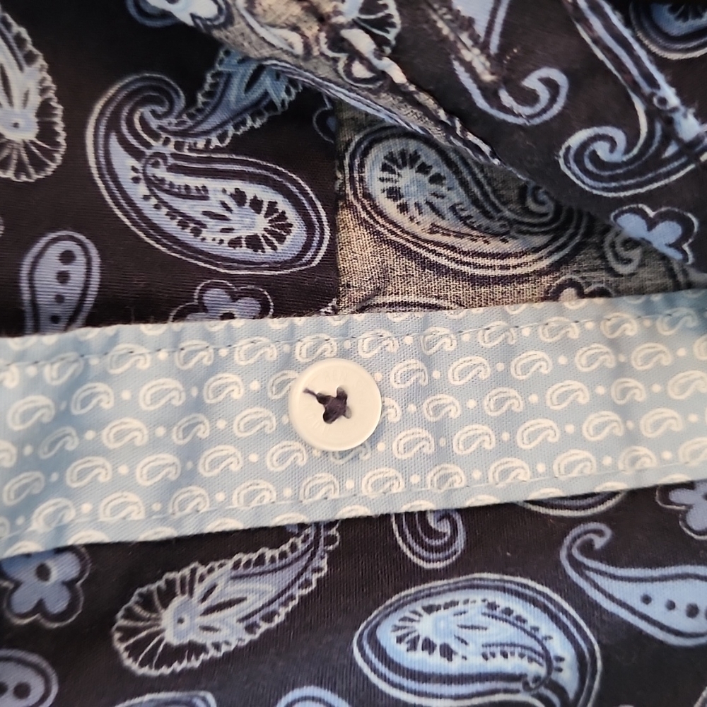 Ben Sherman sz 18 XL Big Boy dark blue paisley short sleeve button up shirt - Picture 6 of 8